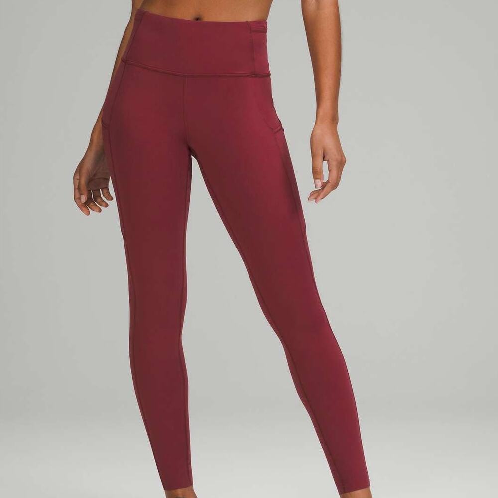 Lululemon Fast and Free High Rise Tight 28" Mulled Wine Burgundy Size 6